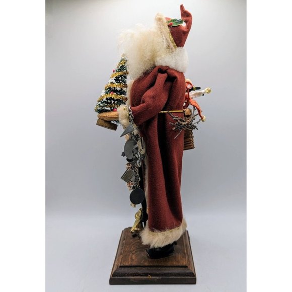 Handmade Red Santa With Toys Vintage Figurine Statue Crafted Luci Isaacs 1987 - Picture 3 of 7